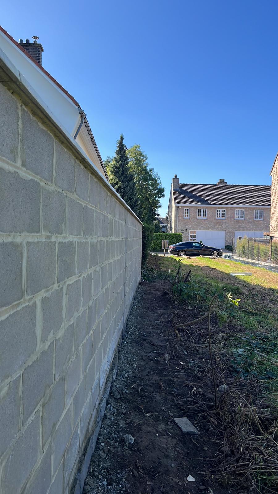 Mur en blocs béton — vue latérale